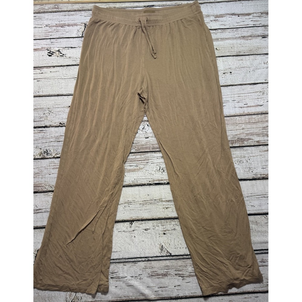 Nuuds Pajama Sleep Lounge Pants Brown Pull On Stretch Waist Soft Womens L